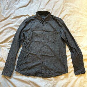 Uniqlo Men's Black and White Gingham Check Button-Down Shirt Size Medium